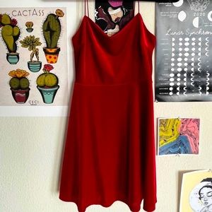 Urban Outfitters Red Velvet Slip Mini Dress